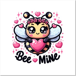 Sweet Buzz: Kawaii Bee & Pink Hearts Posters and Art